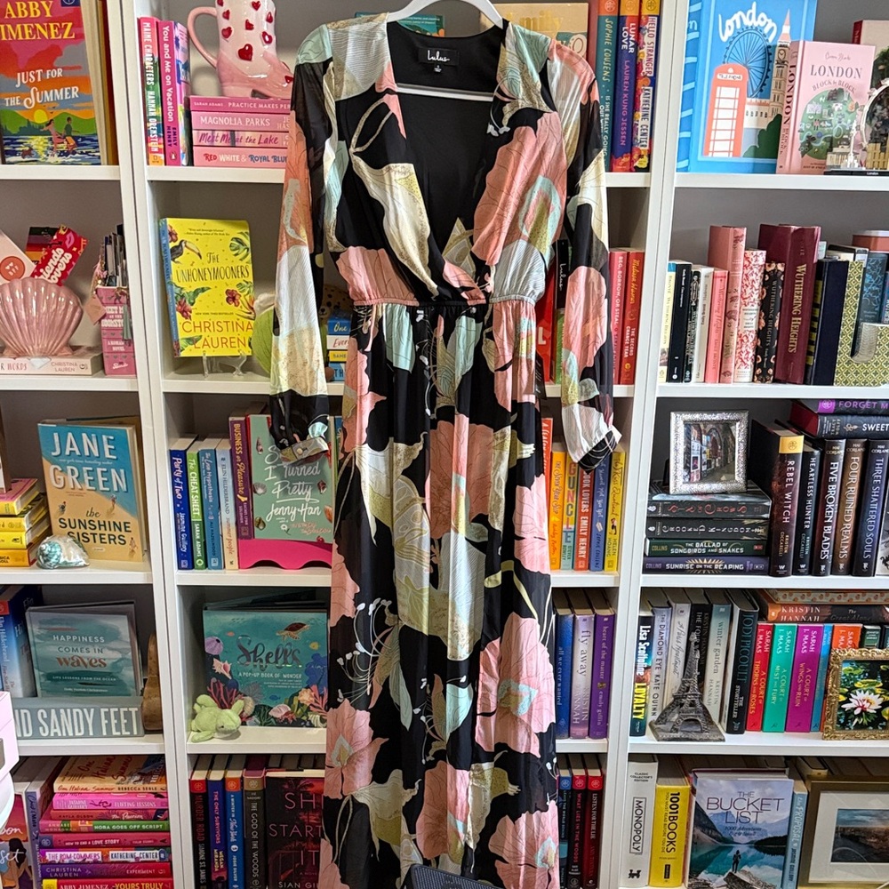 Lulu's Colorful Abstract Long Sleeve Maxi Dress
